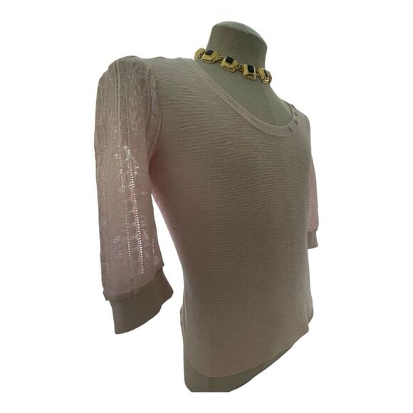 Frye and Co. Sepia Rose Round Neck 3/4 Pullover Sleeve Lace  Blouse - Medium NWT - Picture 5 of 12